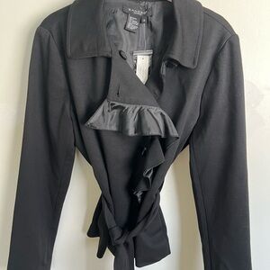 Zara Black Women's Jacket with Ruffle Detail
